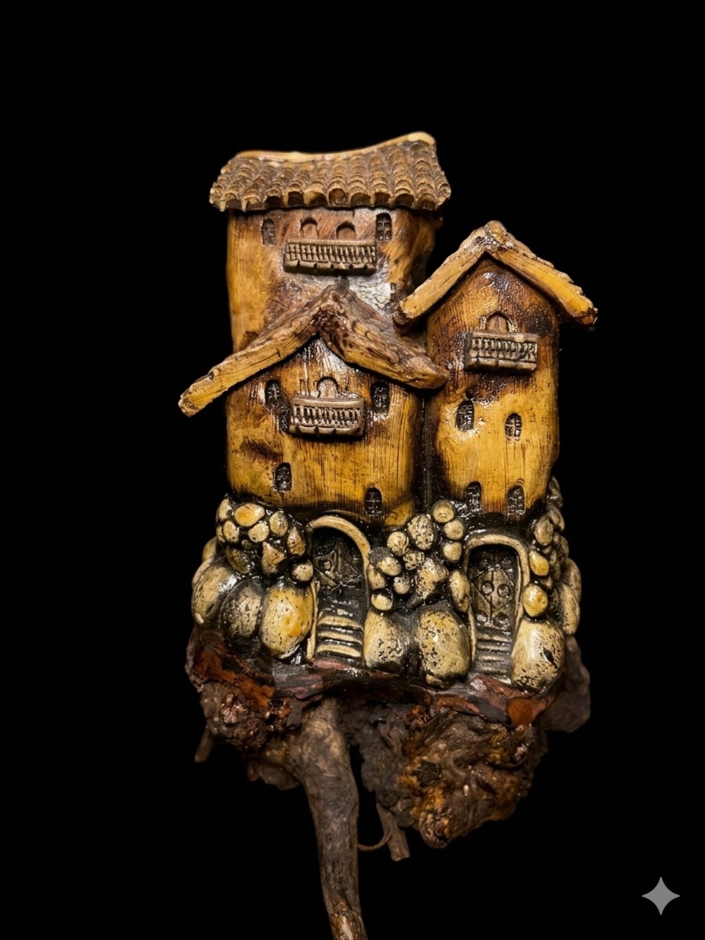 Rare Numbered Ceramic and Wood Miniature Fairy House Sculpture